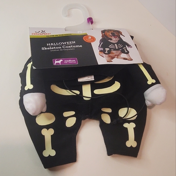 Glow In The Dark Halloween Pet Skeleton Costume  Size Medium NWT - Picture 2 of 3